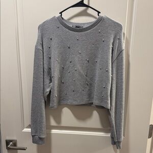 Zara Light Gray Sweater with Pearl Details